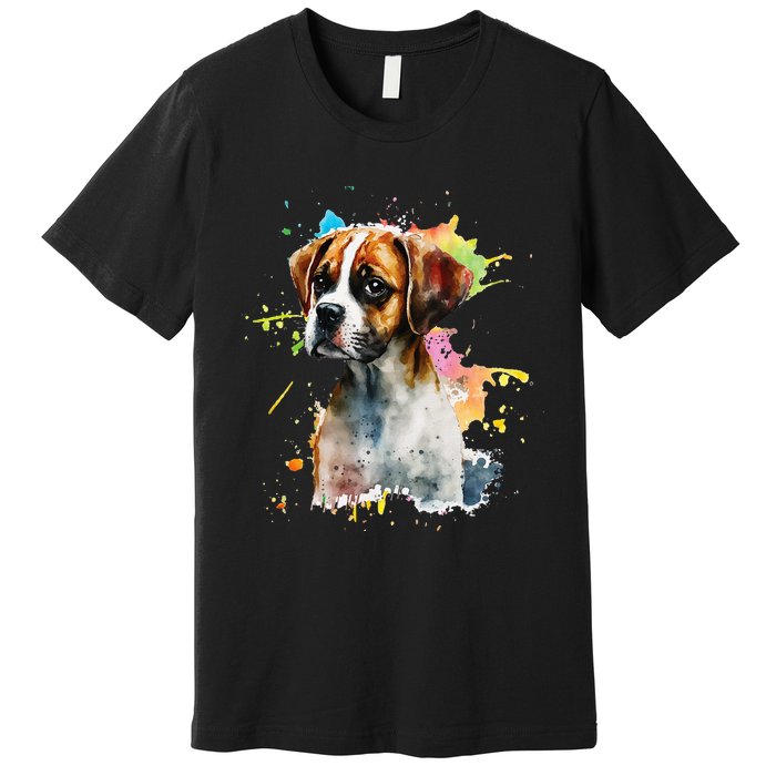 Splatter Boxer Dog Dog Puppy Veterinarian Animal Breeder Premium T-Shirt