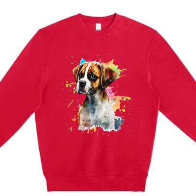 Splatter Boxer Dog Dog Puppy Veterinarian Animal Breeder Premium Crewneck Sweatshirt