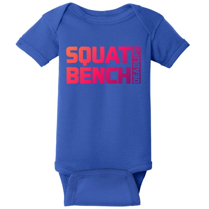 Squat Bench Deadlift Gym Weightlifting Workout Fitness Cute Gift Baby Bodysuit