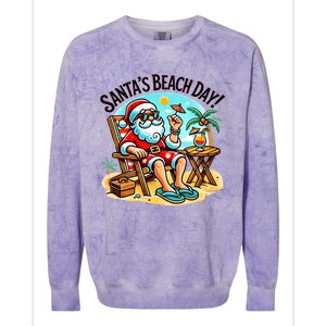 SantaS Beach Day Tropical Christmas Vacation Summer Xmas Gift Colorblast Crewneck Sweatshirt