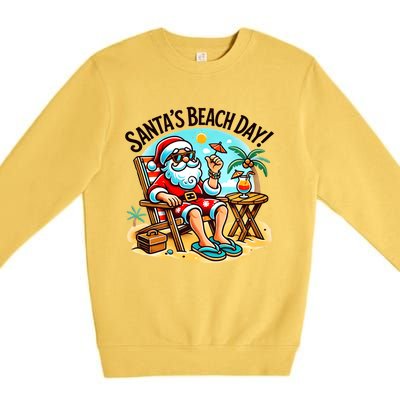 SantaS Beach Day Tropical Christmas Vacation Summer Xmas Gift Premium Crewneck Sweatshirt