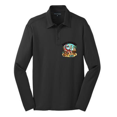 SantaS Beach Day Tropical Christmas Vacation Summer Xmas Gift Silk Touch Performance Long Sleeve Polo