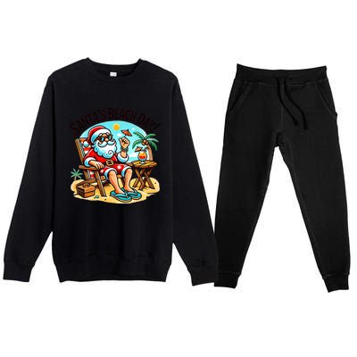 SantaS Beach Day Tropical Christmas Vacation Summer Xmas Gift Premium Crewneck Sweatsuit Set