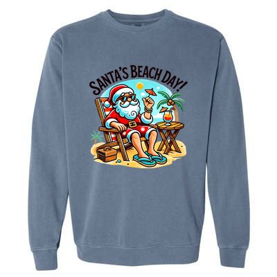 SantaS Beach Day Tropical Christmas Vacation Summer Xmas Gift Garment-Dyed Sweatshirt