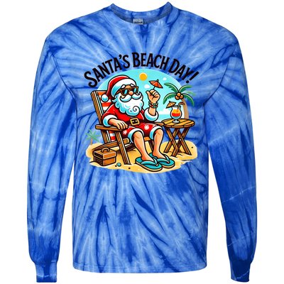 SantaS Beach Day Tropical Christmas Vacation Summer Xmas Gift Tie-Dye Long Sleeve Shirt