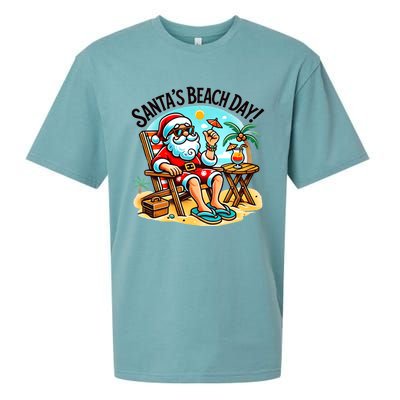 SantaS Beach Day Tropical Christmas Vacation Summer Xmas Gift Sueded Cloud Jersey T-Shirt