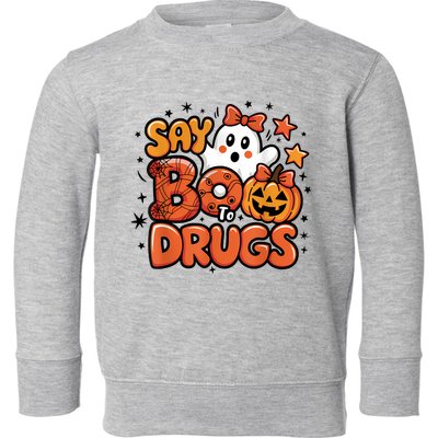 Say Boo Drugfree Ghost Halloween Red Ribbon Week Awareness Toddler Sweatshirt