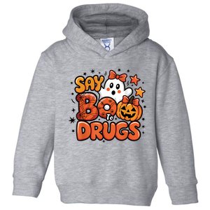 Say Boo Drugfree Ghost Halloween Red Ribbon Week Awareness Toddler Hoodie