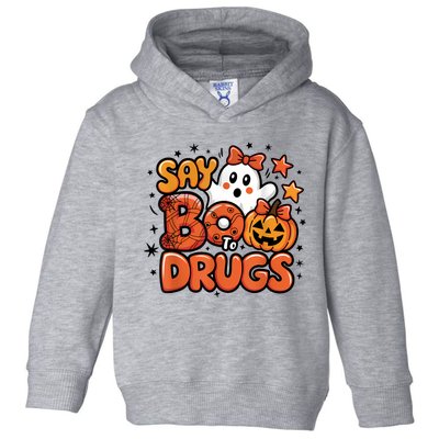 Say Boo Drugfree Ghost Halloween Red Ribbon Week Awareness Toddler Hoodie