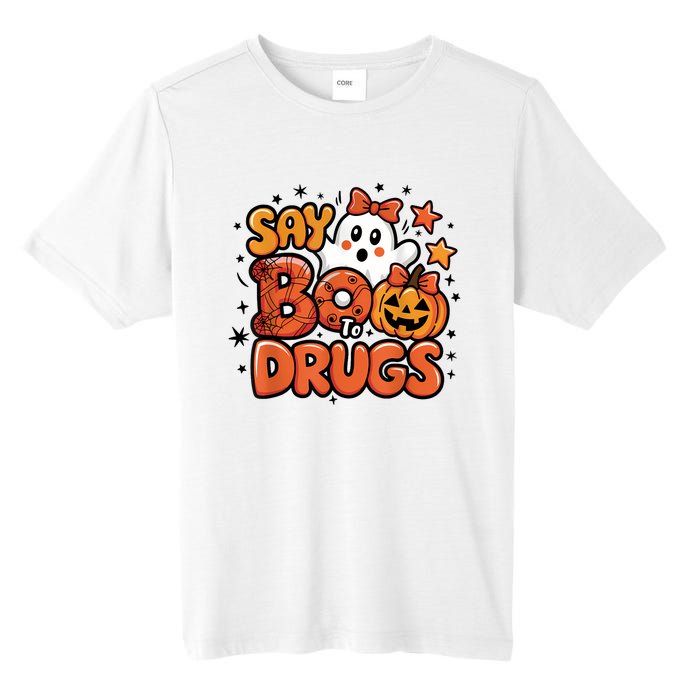 Say Boo Drugfree Ghost Halloween Red Ribbon Week Awareness Tall Fusion ChromaSoft Performance T-Shirt