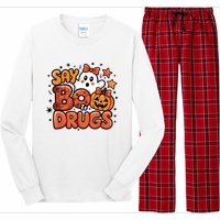 Say Boo Drugfree Ghost Halloween Red Ribbon Week Awareness Long Sleeve Pajama Set