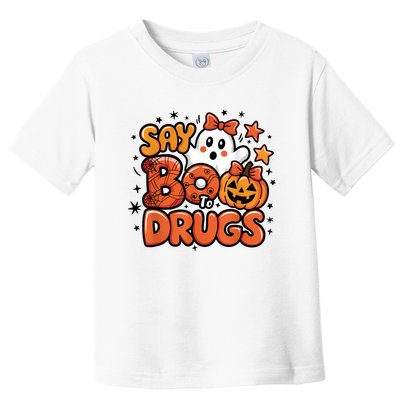 Say Boo Drugfree Ghost Halloween Red Ribbon Week Awareness Toddler T-Shirt