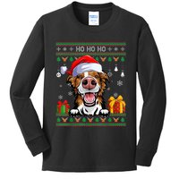 Santa Brittany Dog Ugly Sweater Christmas Pajama Dog Lover Kids Long Sleeve Shirt