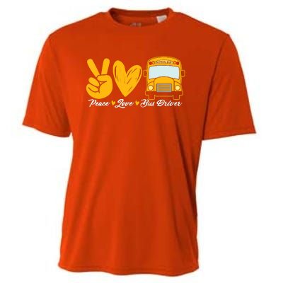 School Bus Driver Peace Love Bus Driver Driving Bus Cooling Performance Crew T-Shirt