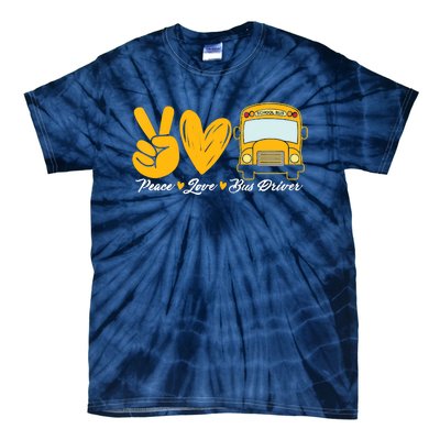 School Bus Driver Peace Love Bus Driver Driving Bus Tie-Dye T-Shirt