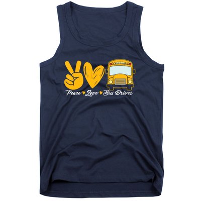 School Bus Driver Peace Love Bus Driver Driving Bus Tank Top