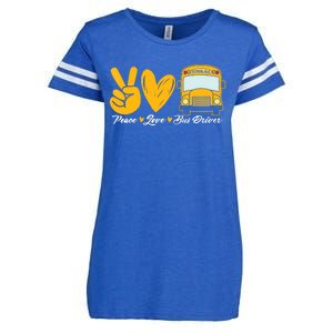 School Bus Driver Peace Love Bus Driver Driving Bus Enza Ladies Jersey Football T-Shirt