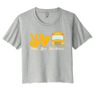 School Bus Driver Peace Love Bus Driver Driving Bus Women's Crop Top Tee