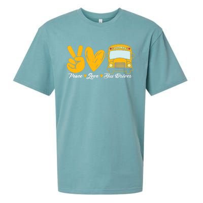 School Bus Driver Peace Love Bus Driver Driving Bus Sueded Cloud Jersey T-Shirt