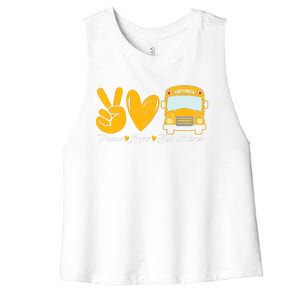 School Bus Driver Peace Love Bus Driver Driving Bus Women's Racerback Cropped Tank