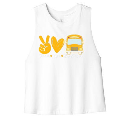 School Bus Driver Peace Love Bus Driver Driving Bus Women's Racerback Cropped Tank