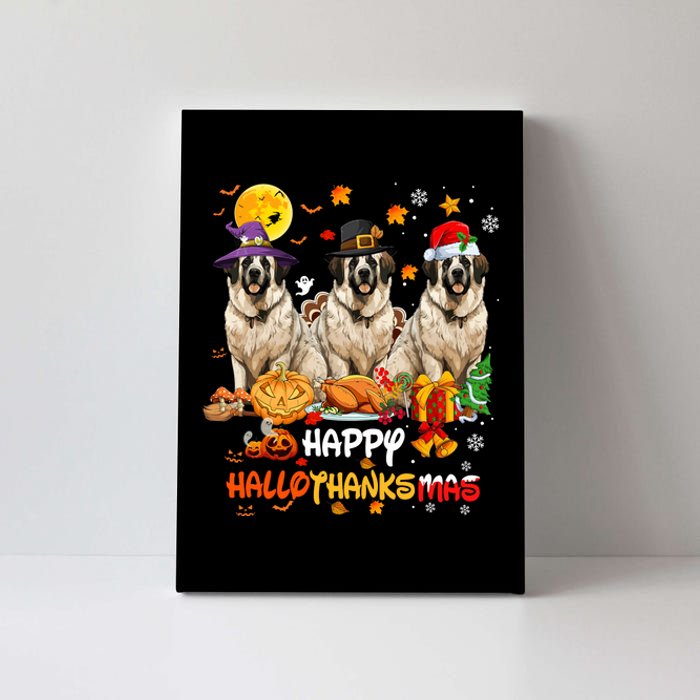 Saint Bernard Dog Happy Halloween Thanksgiving Christmas Long Sleeve Canvas