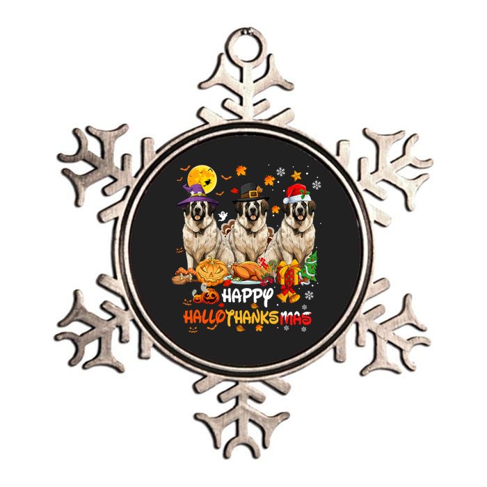 Saint Bernard Dog Happy Halloween Thanksgiving Christmas Long Sleeve Metallic Star Ornament