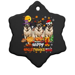 Saint Bernard Dog Happy Halloween Thanksgiving Christmas Long Sleeve Ceramic Star Ornament