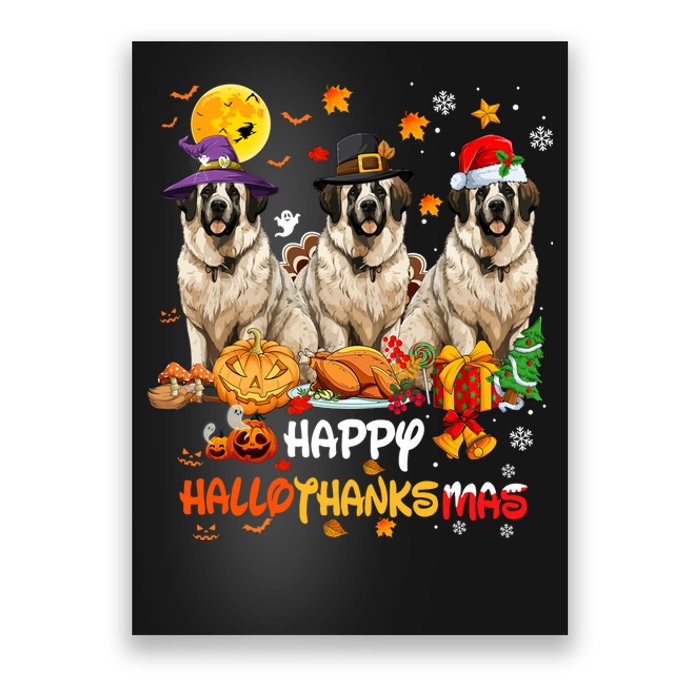 Saint Bernard Dog Happy Halloween Thanksgiving Christmas Long Sleeve Poster