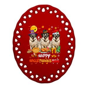 Saint Bernard Dog Happy Halloween Thanksgiving Christmas Long Sleeve Ceramic Oval Ornament