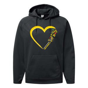 School Bus Driver Heart Performance Fleece Hoodie