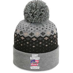 Saint Bernard Dad Dog Lover American Us Flag The Baniff Cuffed Pom Beanie