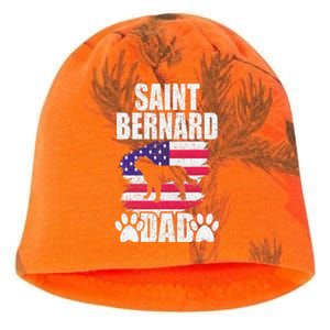 Saint Bernard Dad Dog Lover American Us Flag Kati - Camo Knit Beanie