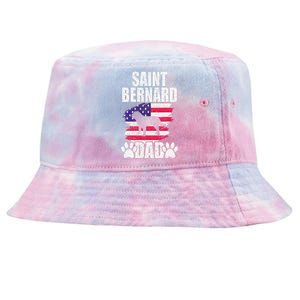 Saint Bernard Dad Dog Lover American Us Flag Tie-Dyed Bucket Hat