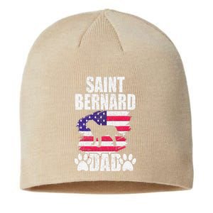 Saint Bernard Dad Dog Lover American Us Flag Sustainable Beanie