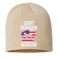 Saint Bernard Dad Dog Lover American Us Flag Sustainable Beanie