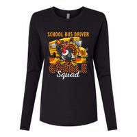 School Bus Driver Gobble Squad Thanksgiving Plaid Turkey Womens Cotton Relaxed Long Sleeve T-Shirt