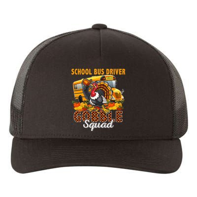 School Bus Driver Gobble Squad Thanksgiving Plaid Turkey Yupoong Adult 5-Panel Trucker Hat