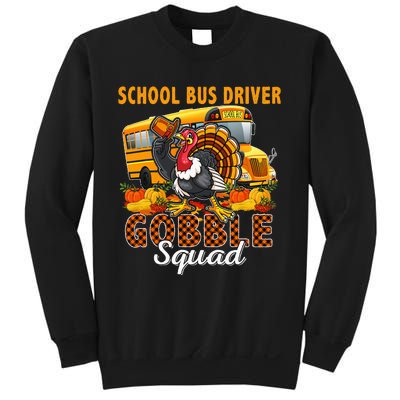 School Bus Driver Gobble Squad Thanksgiving Plaid Turkey Sweatshirt