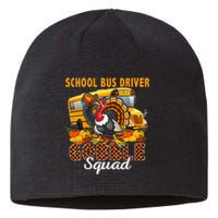 School Bus Driver Gobble Squad Thanksgiving Plaid Turkey Sustainable Beanie