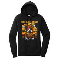 School Bus Driver Gobble Squad Thanksgiving Plaid Turkey Women's Pullover Hoodie