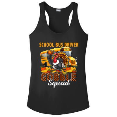 School Bus Driver Gobble Squad Thanksgiving Plaid Turkey Ladies PosiCharge Competitor Racerback Tank