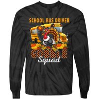 School Bus Driver Gobble Squad Thanksgiving Plaid Turkey Tie-Dye Long Sleeve Shirt