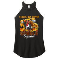 School Bus Driver Gobble Squad Thanksgiving Plaid Turkey Women's Perfect Tri Rocker Tank