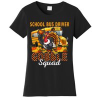 School Bus Driver Gobble Squad Thanksgiving Plaid Turkey Women's T-Shirt