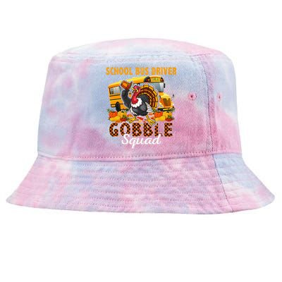 School Bus Driver Gobble Squad Thanksgiving Plaid Turkey Tie-Dyed Bucket Hat