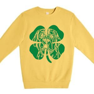 St Bernard Dog Head Face Green Shamrock Saint Patrick's Day Premium Crewneck Sweatshirt