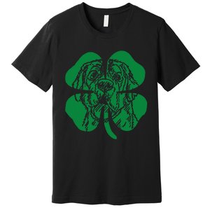 St Bernard Dog Head Face Green Shamrock Saint Patrick's Day Premium T-Shirt