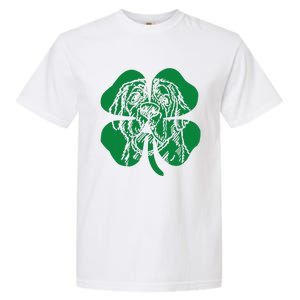 St Bernard Dog Head Face Green Shamrock Saint Patrick's Day Garment-Dyed Heavyweight T-Shirt