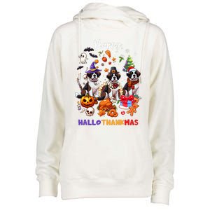 Saint Bernard Dog Christmas Thanksgiving Happy Hallothankmas Womens Funnel Neck Pullover Hood